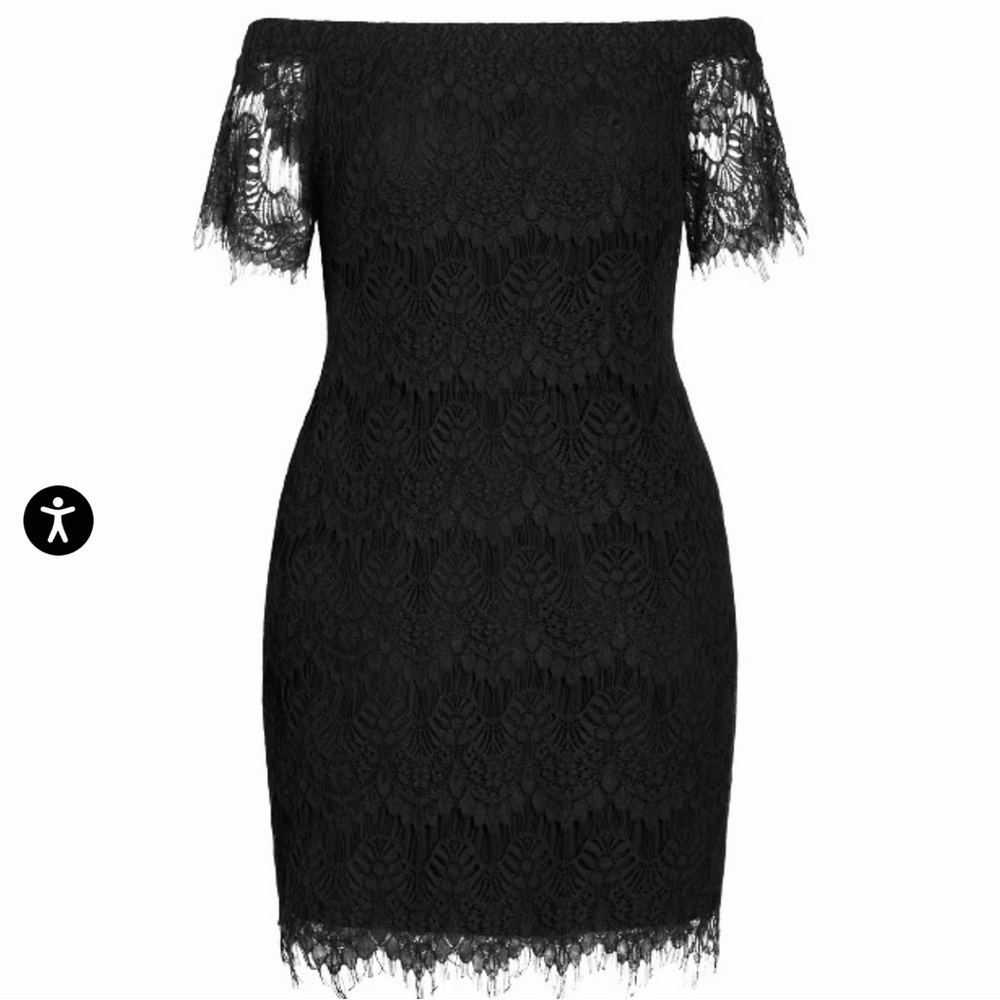 NWT City Chic Black Lace Off Shoulder Dress - Picture 3 of 9